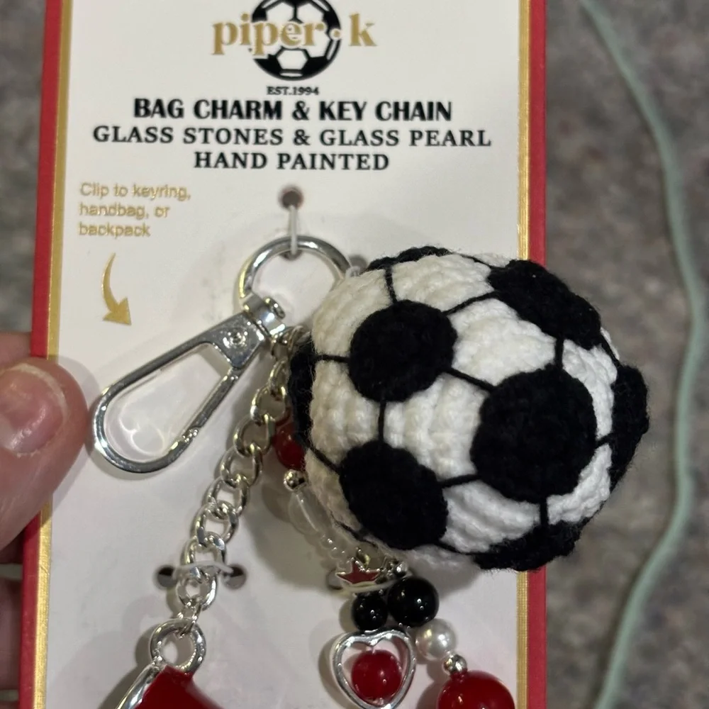 Soccer Keychain With Dangle Charms New adorable